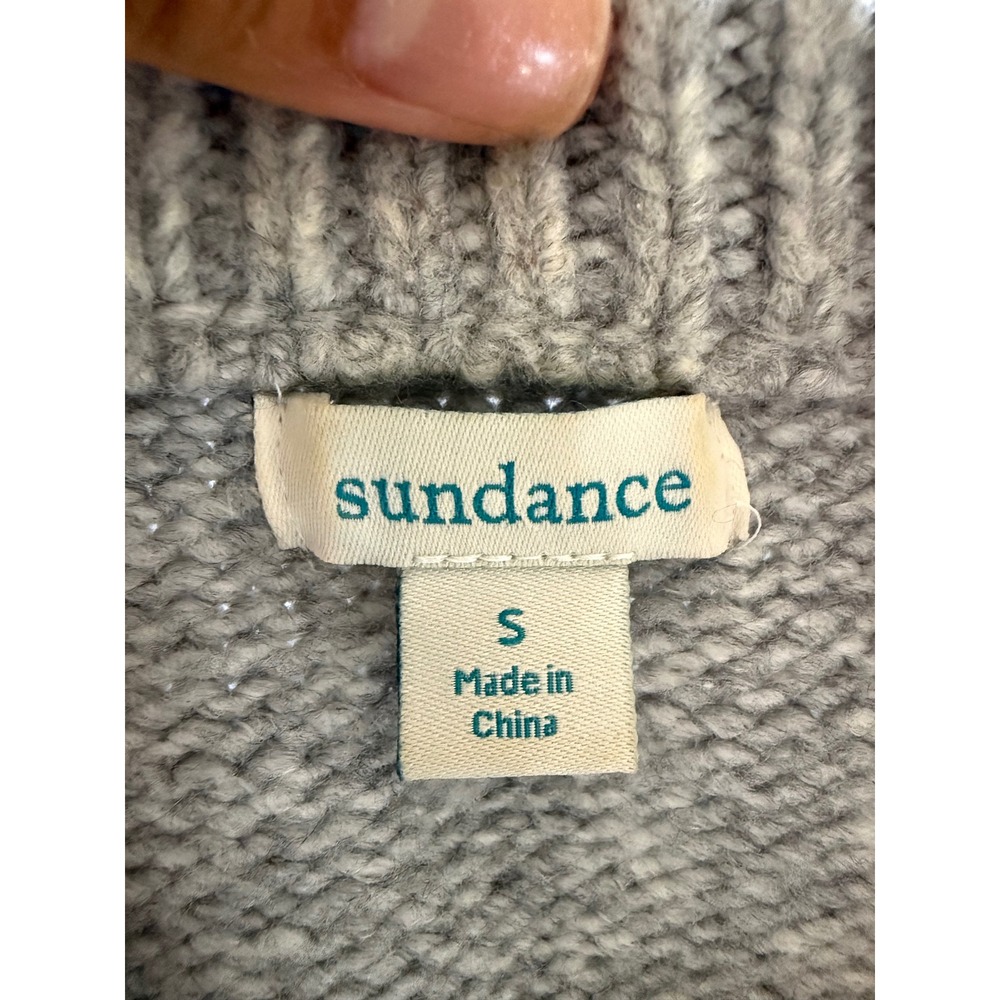 Sundance Gray Navy Blue Heart Intarsia Crewneck Sweater Womens Small - Picture 4 of 8